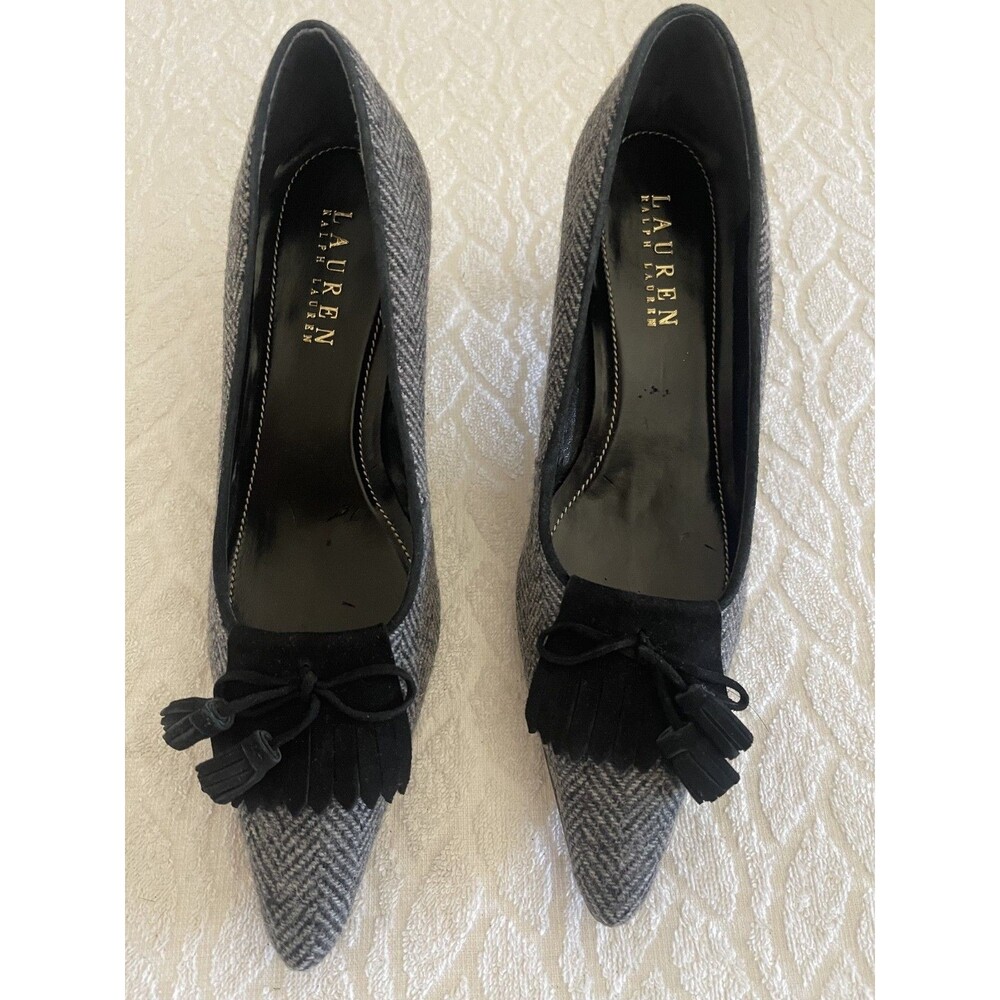 LAUREN RALPH LAUREN Sz 6 B  Stilla Kitten Heel Pump Women's Shoes Grey-Black